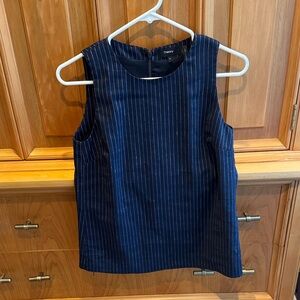Theory Dark Blue Pinstripe Sleeveless Blouse